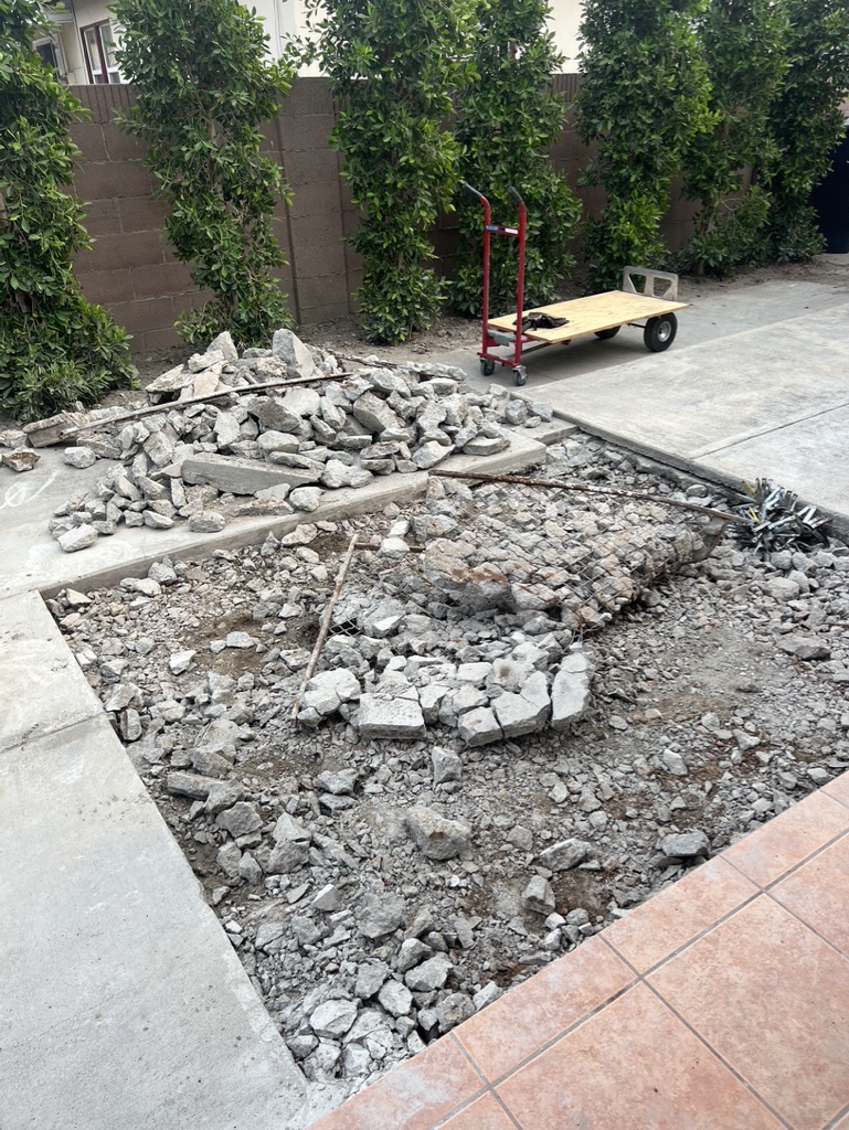 Broken Concrete Needing Junk Removal in Long Beach, CA