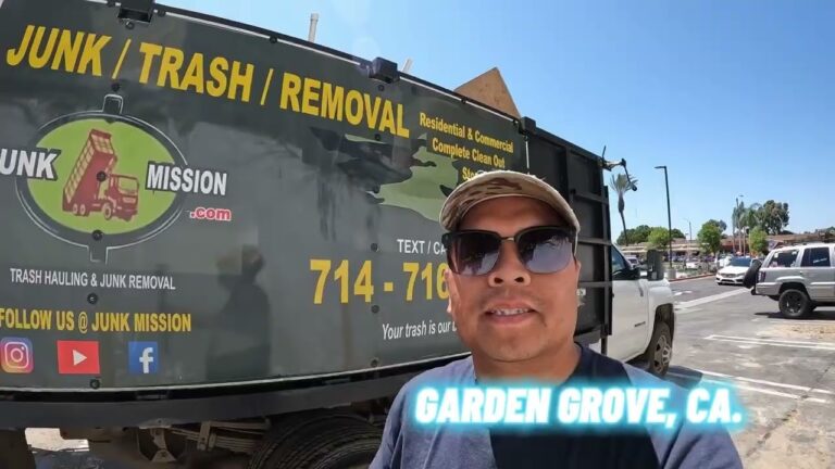 Junk Removal Worker Posing for Photo in Front of Junk Missions' Truck in Garden Grove, CA